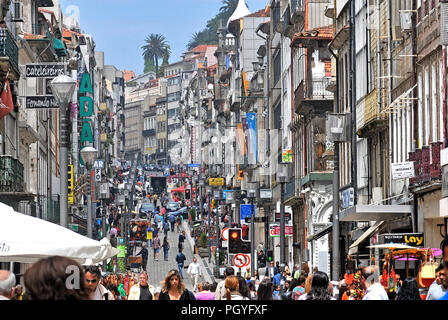 main street, Santa Catarina rua, old city, Porto, Portugal Stock Photo
