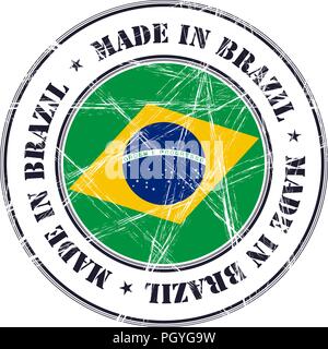 Made in Brazil grunge rubber stamp with flag Stock Vector