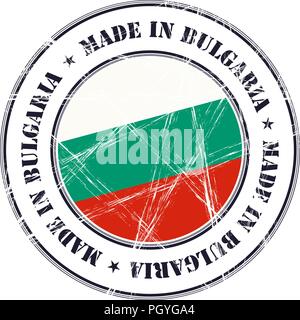 Made in Bulgaria grunge rubber stamp with flag Stock Vector