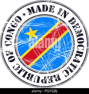Made in Democratic Republic  of Congo grunge rubber stamp with flag Stock Vector