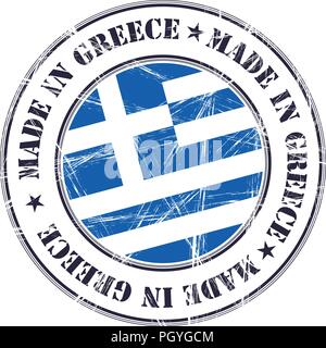 Made in Greece grunge rubber stamp with flag Stock Vector