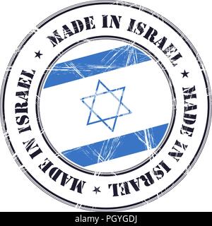 Made in Israel grunge rubber stamp with flag Stock Vector