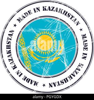 Made in Kazakhstan grunge rubber stamp with flag Stock Vector