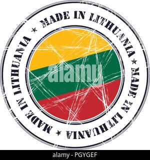 Made in Lithuania grunge rubber stamp with flag Stock Vector