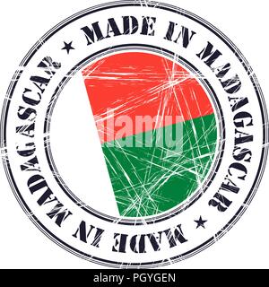 Made in Madagascar grunge rubber stamp with flag Stock Vector