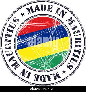 Made in Mauritius grunge rubber stamp with flag Stock Vector