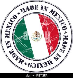 Made in Mexico grunge rubber stamp with flag Stock Vector