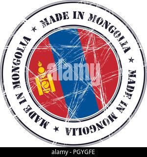 Made in Mongolia grunge rubber stamp with flag Stock Vector