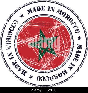 Made in Morocco grunge rubber stamp with flag Stock Vector