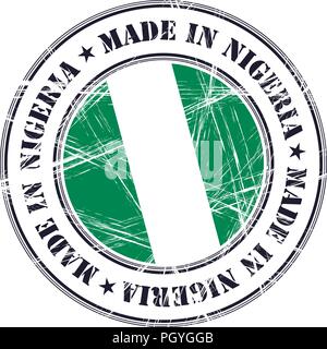 Made in Nigeria grunge rubber stamp with flag Stock Vector