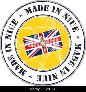 Made in Niue grunge rubber stamp with flag Stock Vector