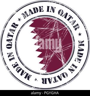 Made in Qatar grunge rubber stamp with flag Stock Vector
