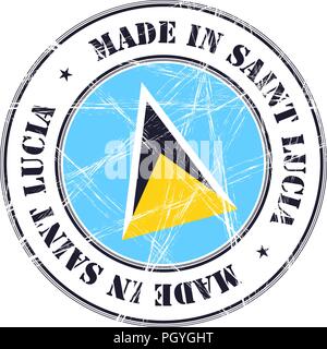 Made in Saint Lucia grunge rubber stamp with flag Stock Vector