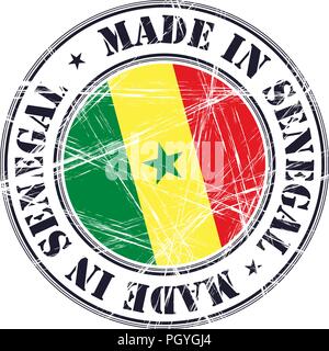 Made in Senegal grunge rubber stamp with flag Stock Vector
