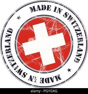 Made in Switzerland  grunge rubber stamp with flag Stock Vector