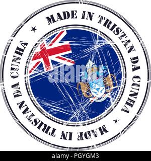 Made in Tristan da Cunha grunge rubber stamp with flag Stock Vector