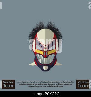 Flat style icon with tribal mask symbol Stock Vector