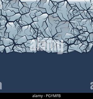 Cracked ice background. Winter frozen backdrop, Vector illustration Stock Vector