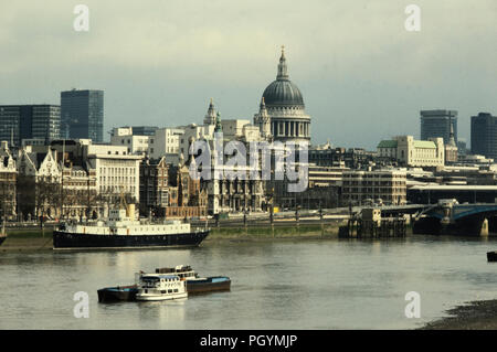 London view showing St Pauls Cathedral and River Thames 1978 Stock Photo