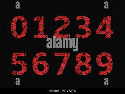 Broken red numbers over black background. Vector illustration Stock Vector