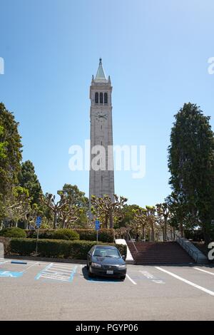 The iconic Sather Tower, aka the Campanile, on a sunny day on the main campus of UC Berkeley in downtown Berkeley, California, May 21, 2018. () Stock Photo