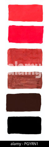 palette of gouache, all the colors of the rainbow colors list of colors squares. dark shades Stock Photo