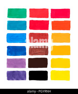 palette of gouache, all the colors of the rainbow colors list of colors squares Stock Photo