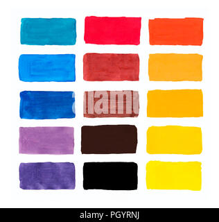 palette of gouache, all the colors of the rainbow colors list of colors squares Stock Photo