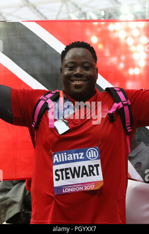 Akeem STEWART of Trinidad & Tobago wins gold in the Men's Javelin Throw F44 Final at the World Para Championships in London 2017 Stock Photo