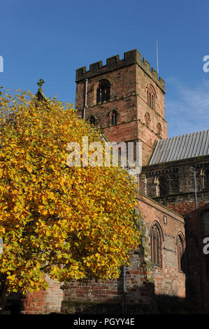 West side of Carlisle Cathedral, Cumbria, England, UK on a sunny autumn day Stock Photo