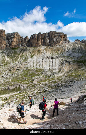 Mountain hiker in the Puez-Geisler Nature Park, Dolomites, South Tyrol, Trentino, Italy Stock Photo