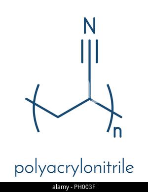 Polyacrylonitrile (PAN) polymer, chemical structure. Also used in production of carbon fiber. Skeletal formula. Stock Vector