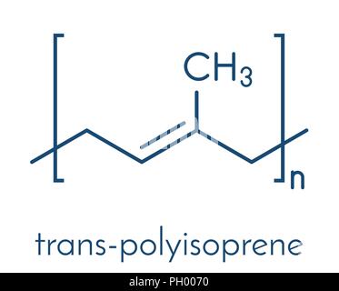 Trans-1,4-polyisoprene polymer, chemical structure. Main component of gutta-percha. Skeletal formula. Stock Vector