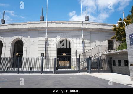 Entrance to California Memorial Stadium at UC Berkeley in Berkeley, California, the home of the Cal State Bears football team, May 31, 2018. () Stock Photo