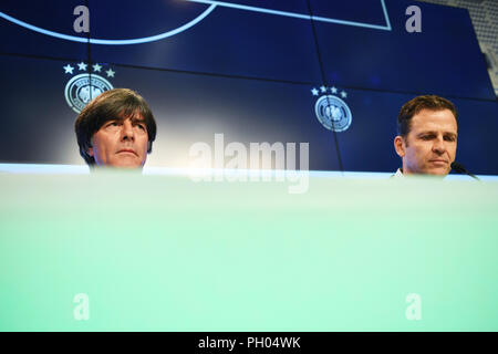 Munich, Germany. 29th Aug, 2018. Joachim/Jogi Loew (Bundescoach), right Oliver Bierhoff (Manager Nationalmannschaft). GES/Soccer/National Team: DFB Press Conference, 29.08.2018 Football/Soccer:  Press Conference German National Football Team, Munich, August 29, 2018 | usage worldwide Credit: dpa/Alamy Live News Stock Photo