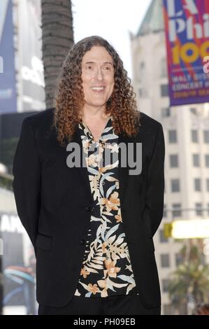 Weird Al Yankovic at the induction ceremony for Star on the Hollywood Walk of Fame for Weird Al Yankovic, Hollywood Boulevard, Los Angeles, CA August 27, 2018. Photo By: Michael Germana/Everett Collection Stock Photo