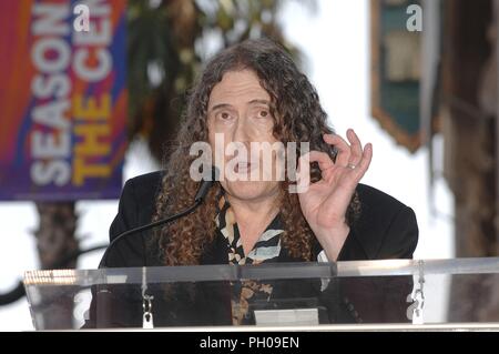 Weird Al Yankovic at the induction ceremony for Star on the Hollywood Walk of Fame for Weird Al Yankovic, Hollywood Boulevard, Los Angeles, CA August 27, 2018. Photo By: Michael Germana/Everett Collection Stock Photo