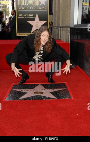 Weird Al Yankovic at the induction ceremony for Star on the Hollywood Walk of Fame for Weird Al Yankovic, Hollywood Boulevard, Los Angeles, CA August 27, 2018. Photo By: Michael Germana/Everett Collection Stock Photo