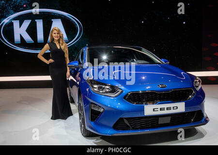 Moscow, Russia. 29th August 2018.A Kia Ceed car on display at the 2018 Moscow International Motor Show at the Crocus Expo exhibition center Credit: Nikolay Vinokurov/Alamy Live News Stock Photo