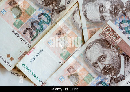 Croatian Currency Banknotes. Set of Croatian Kuna Stock Photo