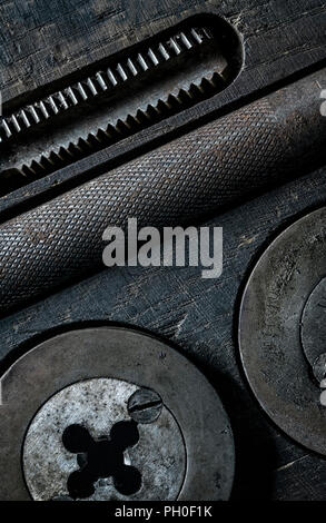 Thread cutting tap and die set. Stock Photo