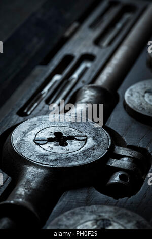 Thread cutting tap and die set. Stock Photo