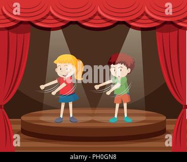 kids dancing on stage clipart