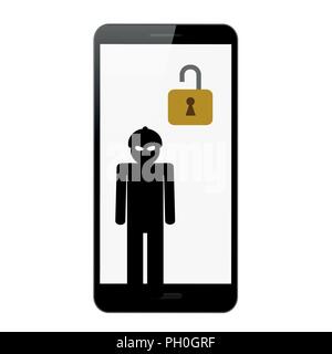 Hacker in the mask inside the smartphone isolated vector illustration EPS10 Stock Vector