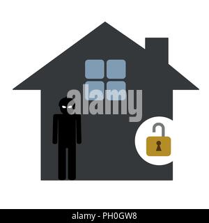 Burglar in the house isolated vector illustration EPS10 Stock Vector