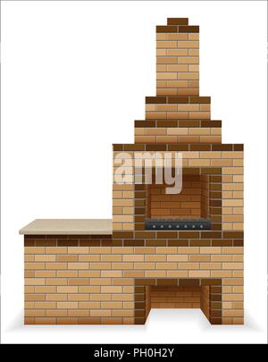 barbecue oven built of bricks vector illustration isolated on white background Stock Vector