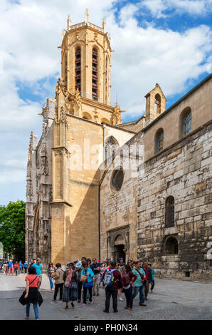 Aix Cathedral (Cathédrale Saint-Sauveur d'Aix-en-Provence), Aix-en-Provence, Provence, France. Stock Photo