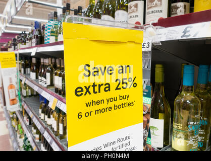Alcohol/wine offers in Tesco supermarket/store. UK Stock Photo