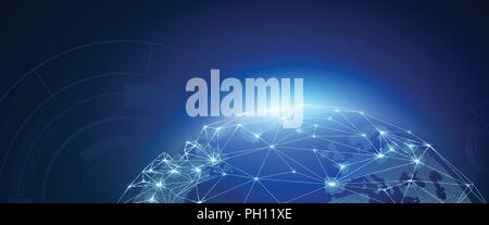 Abstract of world network, internet and global connection concept, vector art and illustration. Stock Vector