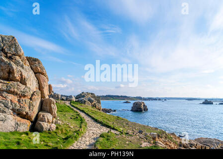 Le Gouffre du Castel-Meuru, Plougrescant, near Treguier, Cote de Granit Rose, Brittany, France Stock Photo